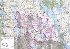 Mazurska Ostoja Żółwia Baranowo – mapa, źródło: Regionalna Dyrekcja Ochrony Środowiska w Olsztynie