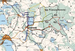 Mapa szlaków rowerowych w gminie Kruklanki