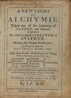 Strona tytułowa angielskiego tłumaczenia pracy A. Suchtena z dziedziny alchemii. Źródło: library.brown.edu