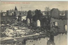 Upałty Małe lata 1914-1915. Zniszczone domy podczas oblężenia Giżycka. Źródło: www.fotopolska.eu [21.09.2013]