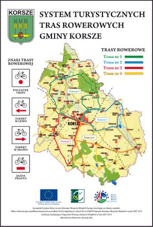 Szlaki rowerowe gminy Korsze. Źródło: Urząd Miasta Korsze