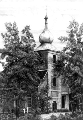 Kościół w Kandytach. Pocztówka z 1922 roku